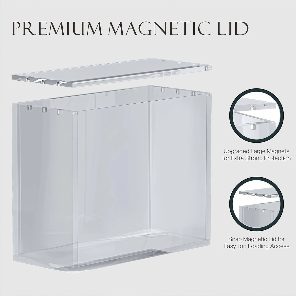 Choose Your Size – 5mm Acrylic Stackable Display Case for Booster Box or Elite Trainer Box (ETB), Clear Magnetic Closure Box for
