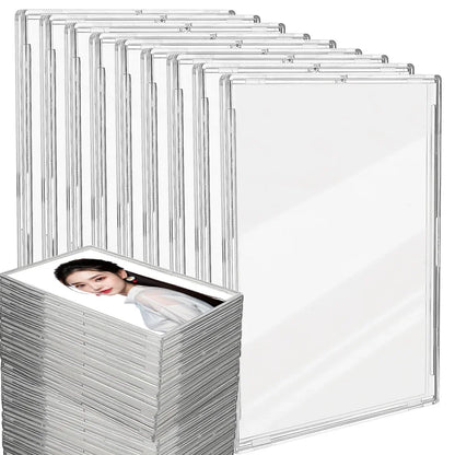 Clear Acrylic Card Holder Snap Type Gaming Sports Trading Card Display Case Kpop Idol Photo Protective Sleeves Not Magnetic