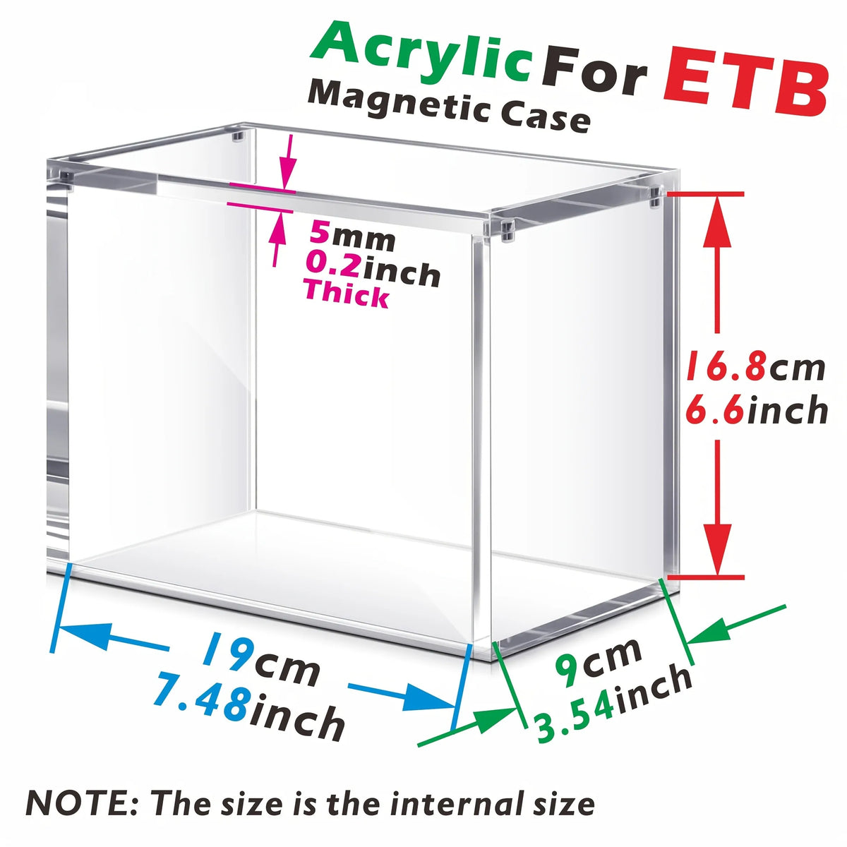 Choose Your Size – 5mm Acrylic Stackable Display Case for Booster Box or Elite Trainer Box (ETB), Clear Magnetic Closure Box for