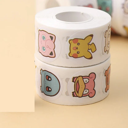 500pcs Roll Cartoon Pokemon Stickers Kawaii Anime Pikachu Charizard Round Seal Diy Laptop Decals Stikers Reward Toy Gift