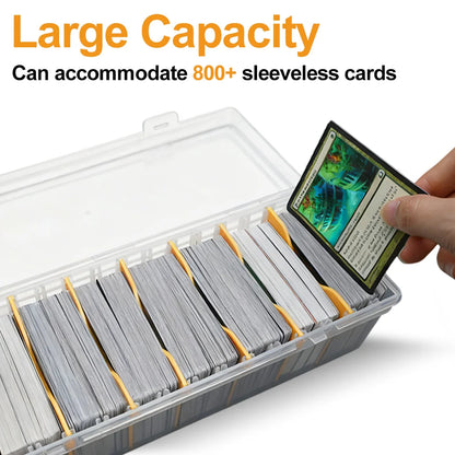 Holds 800+ Trading Card Storage Box for MTG PKM Cards Plastic Large Clear Compartmentalized Organizer Card Case for Sports PTCG