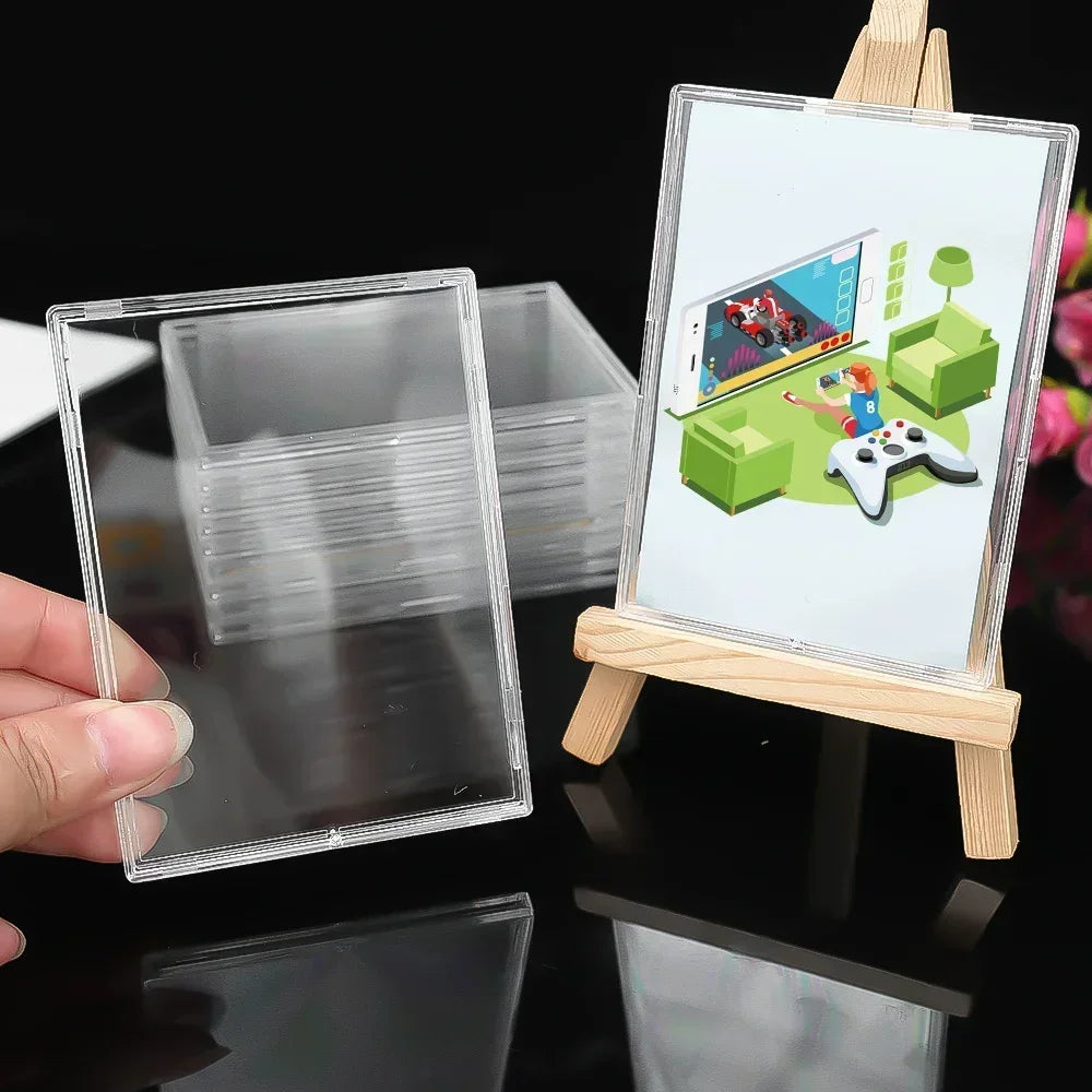 Clear Acrylic Card Holder Snap Type Gaming Sports Trading Card Display Case Kpop Idol Photo Protective Sleeves Not Magnetic