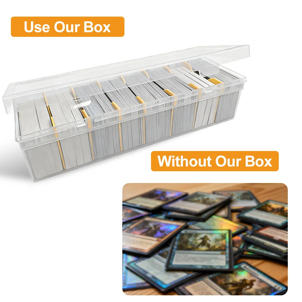 Holds 800+ Trading Card Storage Box for MTG PKM Cards Plastic Large Clear Compartmentalized Organizer Card Case for Sports PTCG
